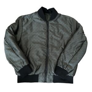 WRK Jacquard Reversible Bomber Jacket Men’s Large Olive and Black Patterned